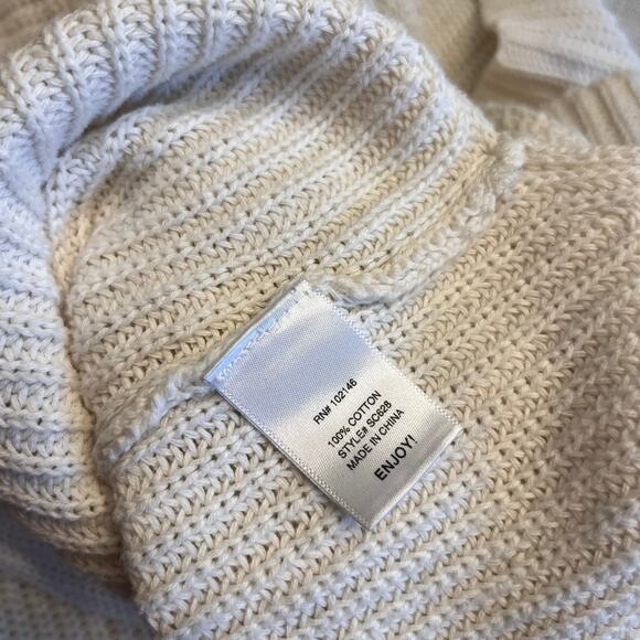 Michael Stars White Cotton Knit Sweater Medium V Neck Long Sleeve Pullover - Picture 7 of 7